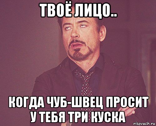 твоё лицо.. когда чуб-швец просит у тебя три куска, Мем твое выражение лица