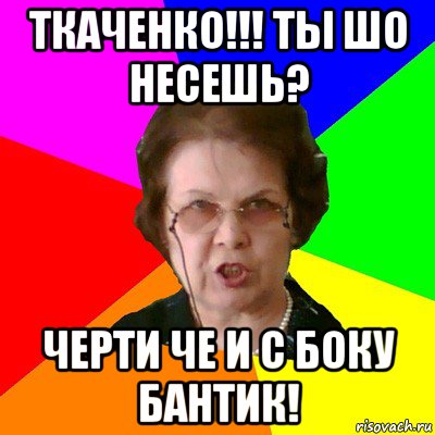 ткаченко!!! ты шо несешь? черти че и с боку бантик!, Мем Типичная училка