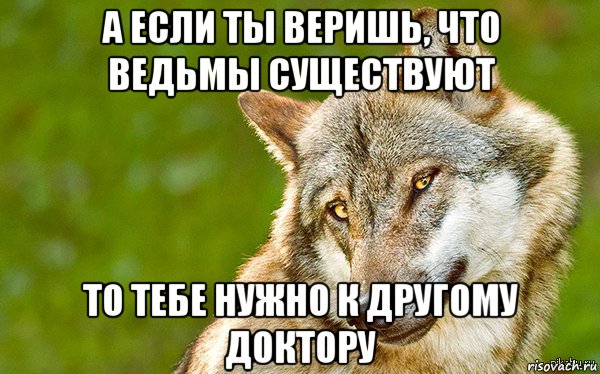 а если ты веришь, что ведьмы существуют то тебе нужно к другому доктору, Мем   Volf