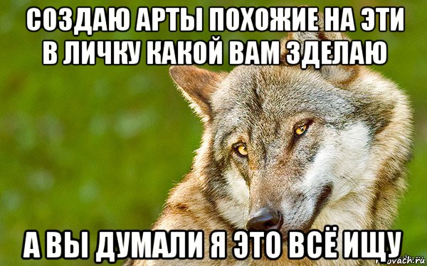 создаю арты похожие на эти в личку какой вам зделаю а вы думали я это всё ищу, Мем   Volf