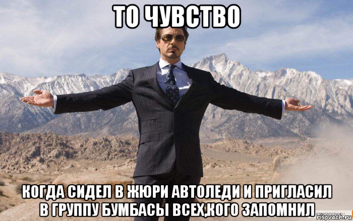 то чувство когда сидел в жюри автоледи и пригласил в группу бумбасы всех,кого запомнил, Мем железный человек