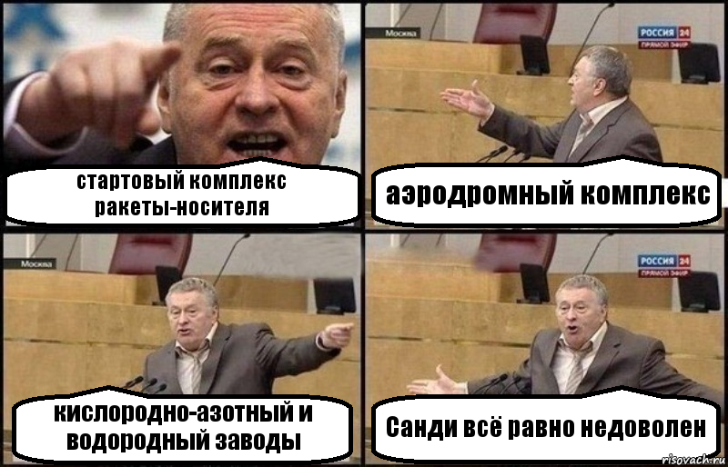 стартовый комплекс ракеты-носителя аэродромный комплекс кислородно-азотный и водородный заводы Санди всё равно недоволен, Комикс Жириновский