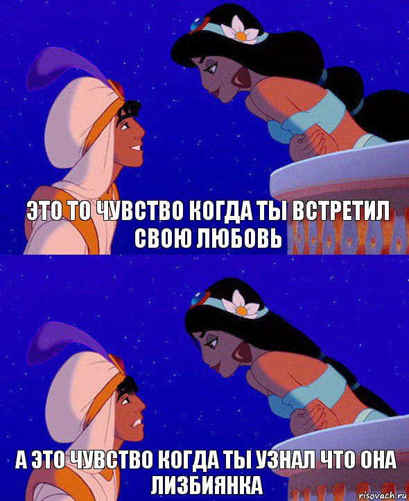 это то чувство когда ты встретил свою любовь а это чувство когда ты узнал что она лизбиянка, Комикс  Алладин и Жасмин