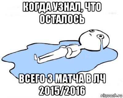 когда узнал, что осталось всего 3 матча в лч 2015/2016, Мем   человек в луже плачет