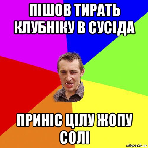 пішов тирать клубніку в сусіда приніс цілу жопу солі, Мем Чоткий паца