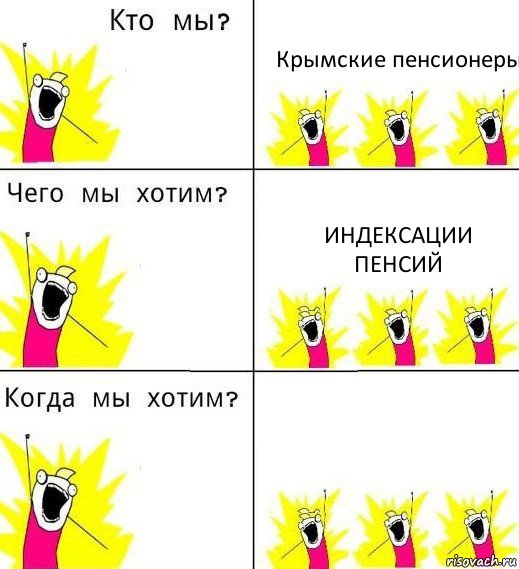 Крымские пенсионеры Индексации пенсий , Комикс Что мы хотим