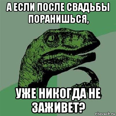 а если после свадьбы поранишься, уже никогда не заживет?, Мем Филосораптор