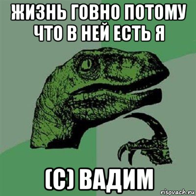 жизнь говно потому что в ней есть я (c) вадим, Мем Филосораптор