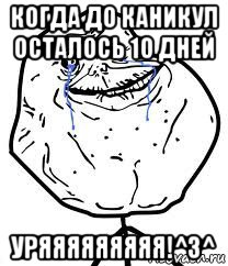 когда до каникул осталось 10 дней уряяяяяяяяя!^3^, Мем Forever Alone