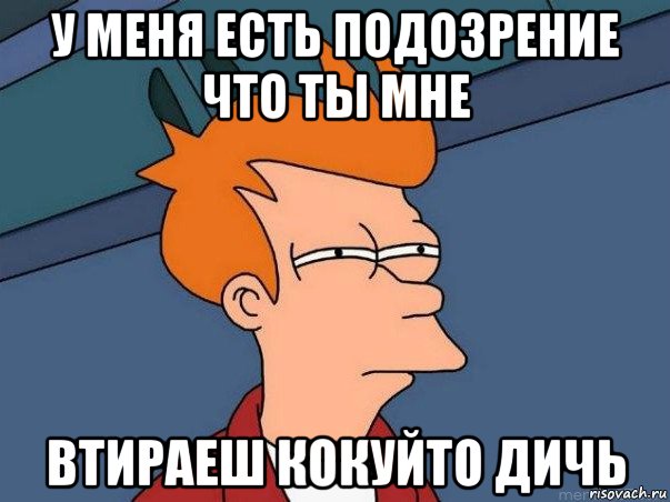 у меня есть подозрение что ты мне втираеш кокуйто дичь, Мем  Фрай (мне кажется или)