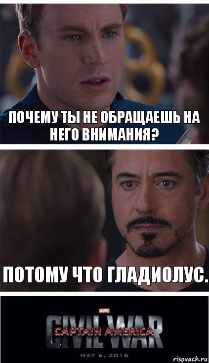 Почему ты не обращаешь на него внимания? Потому что гладиолус., Комикс   Гражданская Война