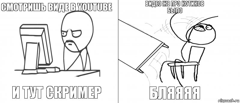 Смотришь виде в YouTube И тут СКРИМЕР Бляяяя Видео же про котиков было, Комикс   Не дождался