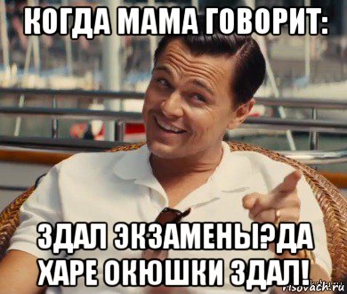 когда мама говорит: здал экзамены?да харе окюшки здал!, Мем Хитрый Гэтсби