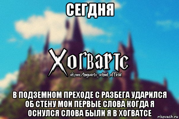 сегдня в подземном преходе с разбега ударился об стену мои первые слова когда я оснулся слова были я в хогватсе