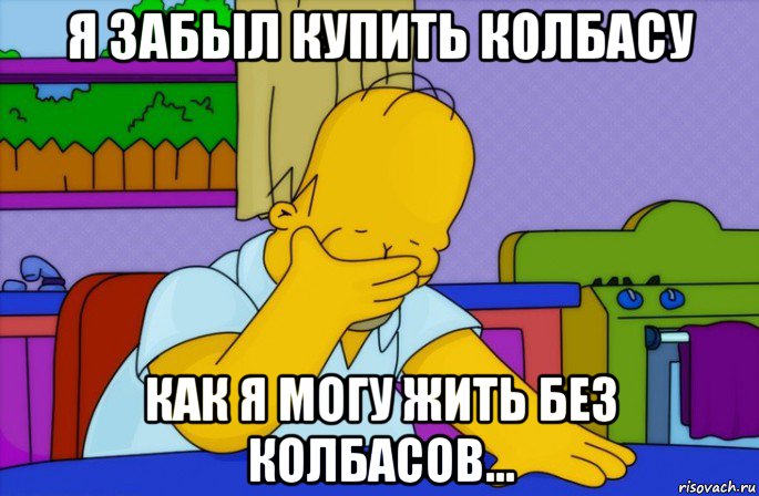 я забыл купить колбасу как я могу жить без колбасов..., Мем Homer simpson facepalm