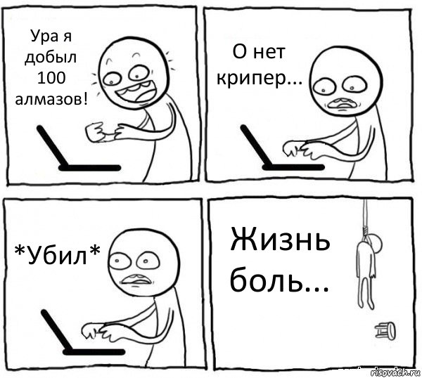 Ура я добыл 100 алмазов! О нет крипер... *Убил* Жизнь боль..., Комикс интернет убивает