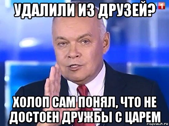 удалили из друзей? холоп сам понял, что не достоен дружбы с царем, Мем Киселёв 2014