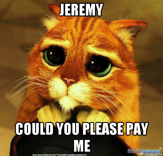 jeremy could you please pay me, Мем Котик из Шрека