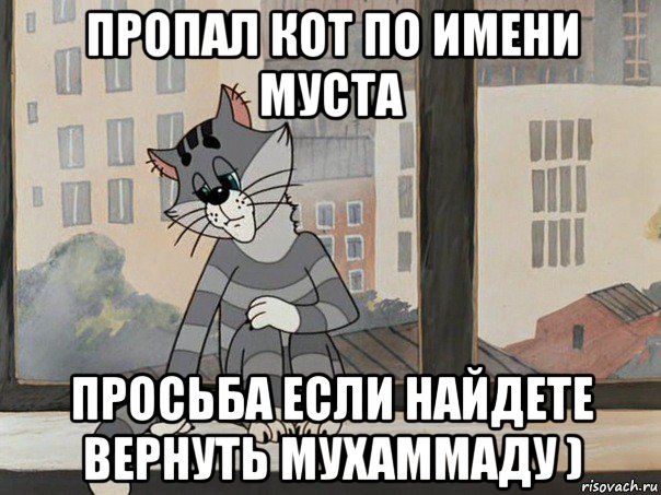 пропал кот по имени муста просьба если найдете вернуть мухаммаду ), Мем Матроскин