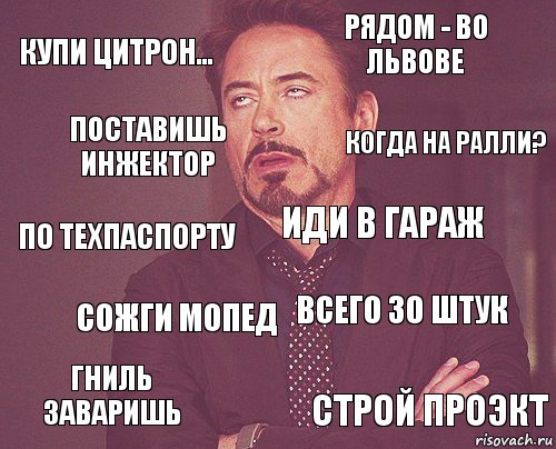 купи цитрон... рядом - во львове по техпаспорту гниль заваришь всего 30 штук иди в гараж сожги мопед строй проэкт поставишь инжектор когда на ралли?, Комикс мое лицо