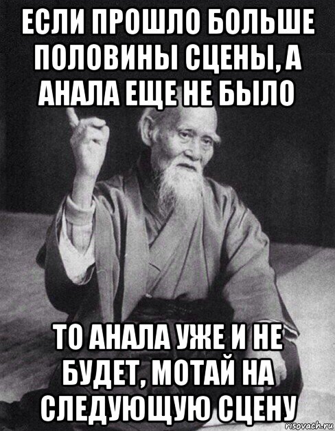 если прошло больше половины сцены, а анала еще не было то анала уже и не будет, мотай на следующую сцену, Мем Монах-мудрец (сэнсей)