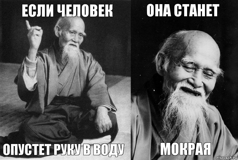 если человек опустет руку в воду она станет мокрая, Комикс Мудрец-монах (4 зоны)