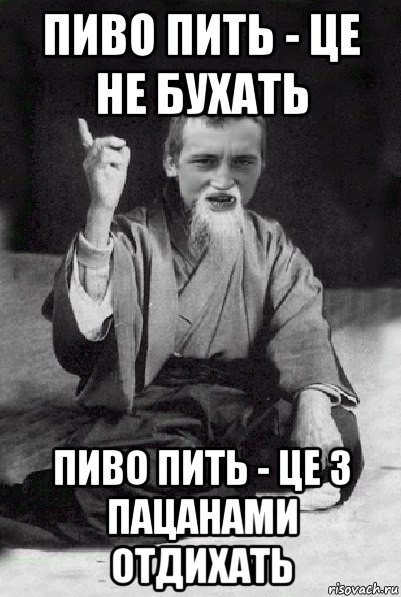 пиво пить - це не бухать пиво пить - це з пацанами отдихать, Мем Мудрий паца