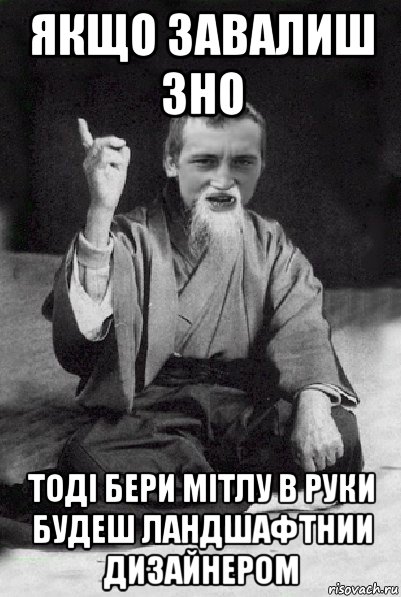 якщо завалиш зно тоді бери мітлу в руки будеш ландшафтнии дизайнером, Мем Мудрий паца