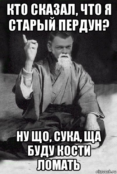 кто сказал, что я старый пердун? ну що, сука, ща буду кости ломать, Мем Мудрий Виталька