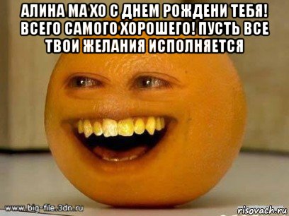 алина ма хо с днем рождени тебя! всего самого хорошего! пусть все твои желания исполняется , Мем Надоедливый апельсин