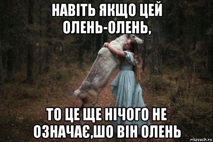 навіть якщо цей олень-олень, то це ще нічого не означає,шо він олень, Мем Наивный Олень шаблон 5