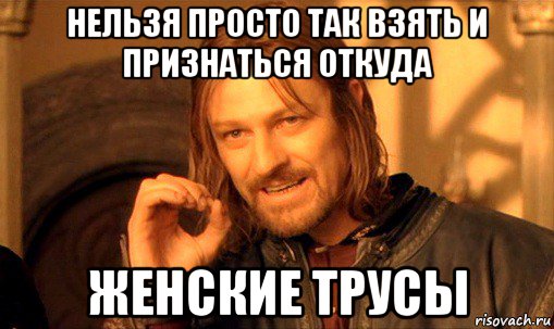 нельзя просто так взять и признаться откуда женские трусы, Мем Нельзя просто так взять и (Боромир мем)