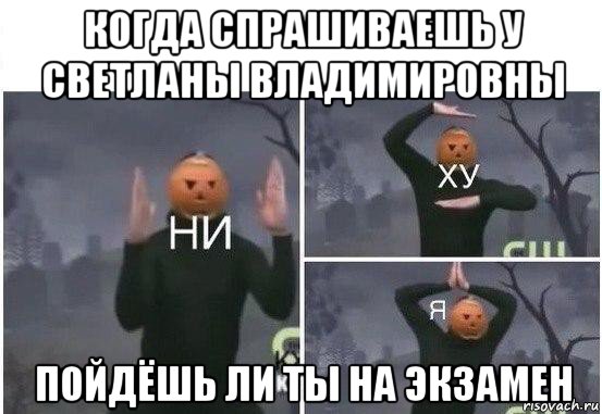 когда спрашиваешь у светланы владимировны пойдёшь ли ты на экзамен, Мем  Ни ху Я