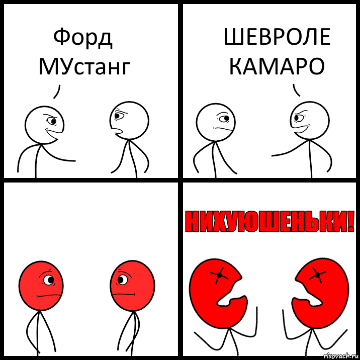 Форд МУстанг ШЕВРОЛЕ КАМАРО, Комикс НИХУЮШЕНЬКИ