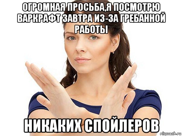 огромная просьба,я посмотрю варкрафт завтра из-за гребанной работы никаких спойлеров