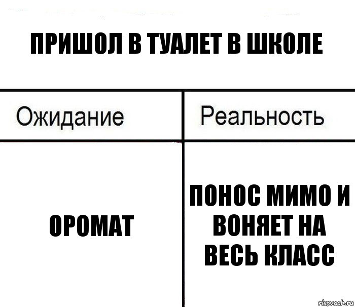 пришол в туалет в школе оромат понос мимо и воняет на весь класс, Комикс  Ожидание - реальность