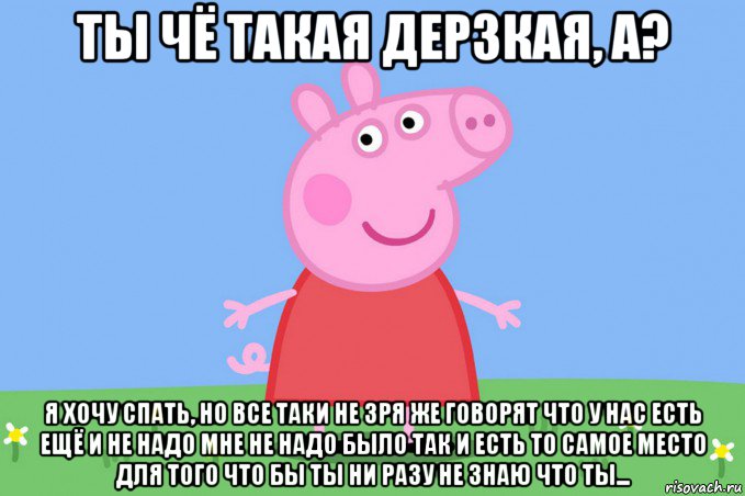 ты чё такая дерзкая, а? я хочу спать, но все таки не зря же говорят что у нас есть ещё и не надо мне не надо было так и есть то самое место для того что бы ты ни разу не знаю что ты..., Мем Пеппа