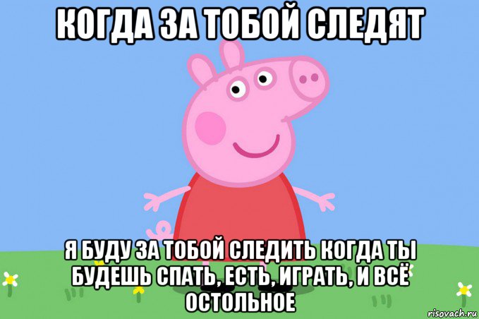 когда за тобой следят я буду за тобой следить когда ты будешь спать, есть, играть, и всё остольное, Мем Пеппа