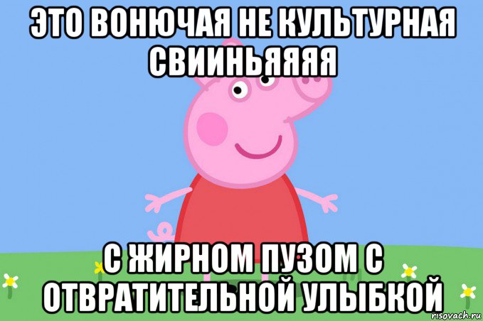 это вонючая не культурная свииньяяяя с жирном пузом с отвратительной улыбкой, Мем Пеппа