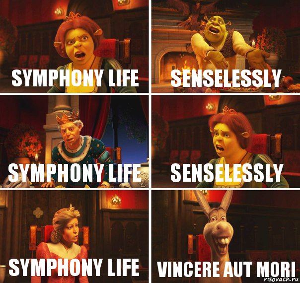 Symphony Life senselessly Symphony Life senselessly Symphony Life Vincere Aut Mori, Комикс  Шрек Фиона Гарольд Осел