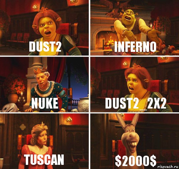 dust2 inferno nuke dust2_2x2 tuscan $2000$, Комикс  Шрек Фиона Гарольд Осел