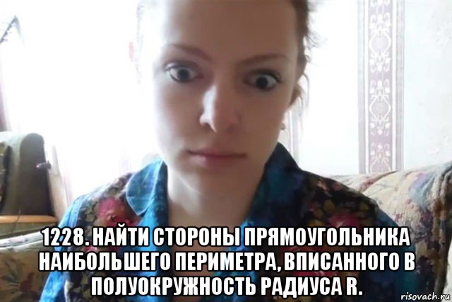  1228. найти стороны прямоугольника наибольшего периметра, вписанного в полуокружность радиуса r., Мем    Скайп файлообменник