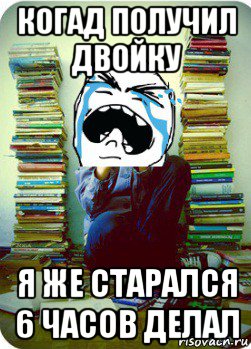 когад получил двойку я же старался 6 часов делал, Мем Типовий десятикласник