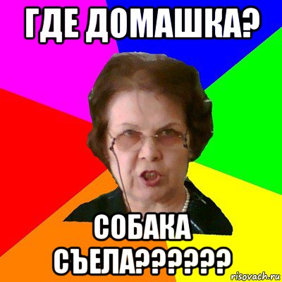 где домашка? собака съела??????, Мем Типичная училка