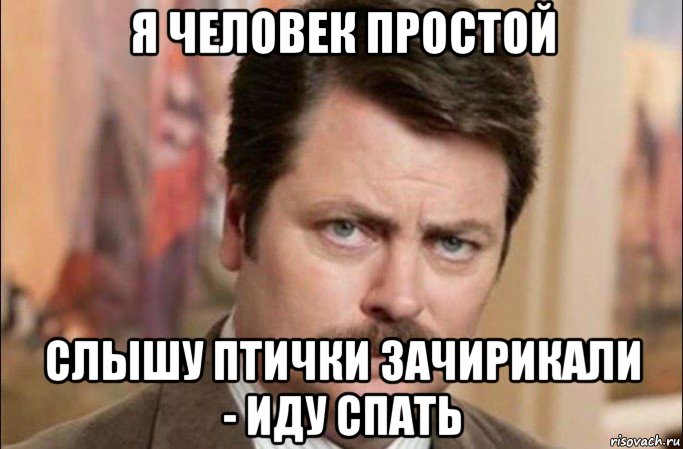 я человек простой слышу птички зачирикали - иду спать, Мем  Я человек простой