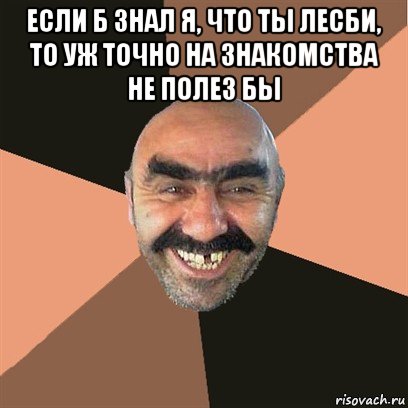 если б знал я, что ты лесби, то уж точно на знакомства не полез бы , Мем Я твой дом труба шатал