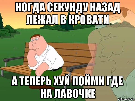 когда секунду назад лежал в кровати а теперь хуй пойми где на лавочке, Мем Задумчивый Гриффин