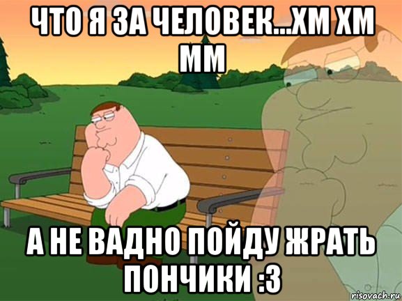 что я за человек...хм хм мм а не вадно пойду жрать пончики :3, Мем Задумчивый Гриффин