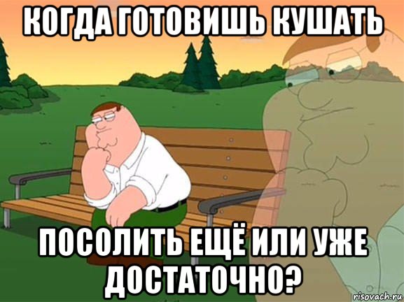 когда готовишь кушать посолить ещё или уже достаточно?, Мем Задумчивый Гриффин