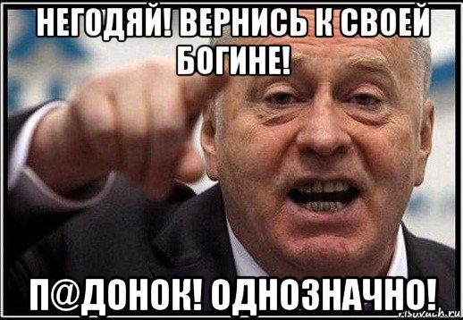 негодяй! вернись к своей богине! п@донок! однозначно!, Мем жириновский ты